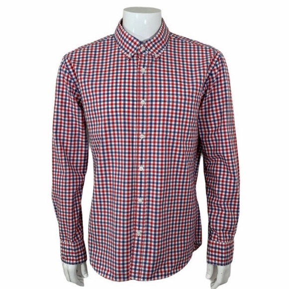 J. Crew Other - J. Crew Slim Fit Men's Red and Blue Gingham‎ Plaid Button Down Shirt Size Large